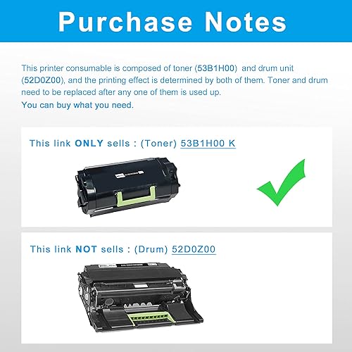 Miniatura 10 de LCL Cartucho de tóner de repuesto compatible para Lexmark 24B6015 35000 páginas M5155 M5163 M5170 XM5163 XM5170 (paquete de 1 negro)