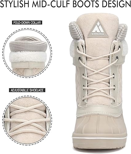 Miniatura 4 de Botas de nieve para mujer, a media pantorrilla, antideslizantes, resistentes al agua, zapatos de invierno