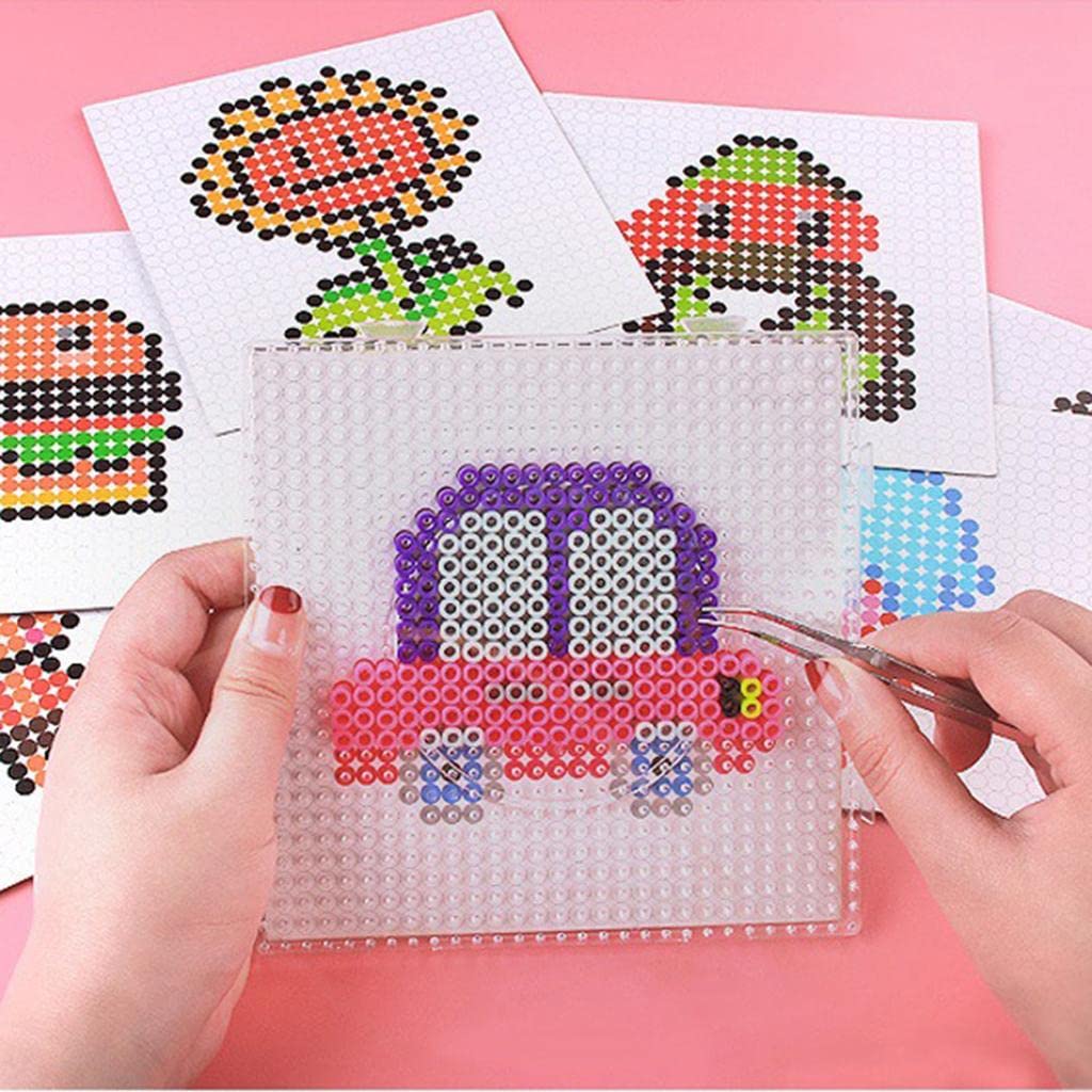 Beads Bügelperlen Bastelpackung DIY Bastelperlen Steckplatten mit Zubehör aus Robustem für Kinder Kunstprojekt