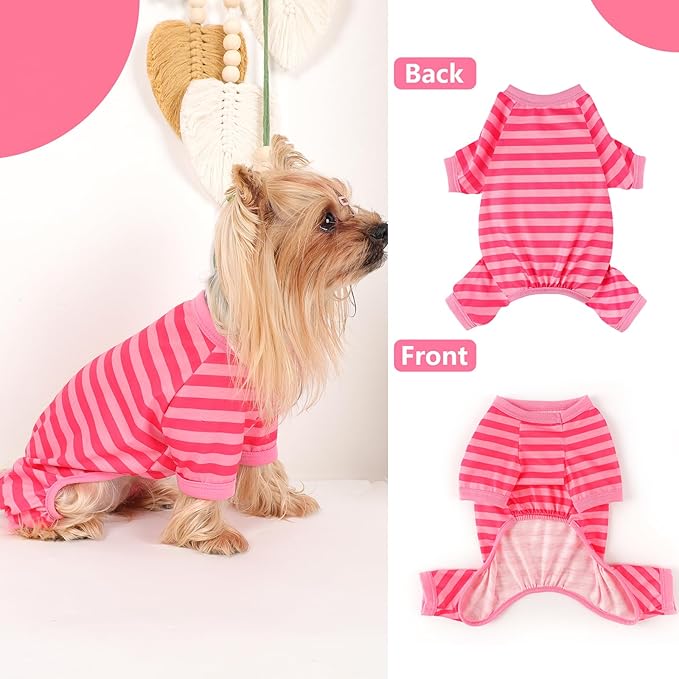 Pijama para Perro Pequeño, Algodón Elástico, Talla Grande, Rosa miniatura 3