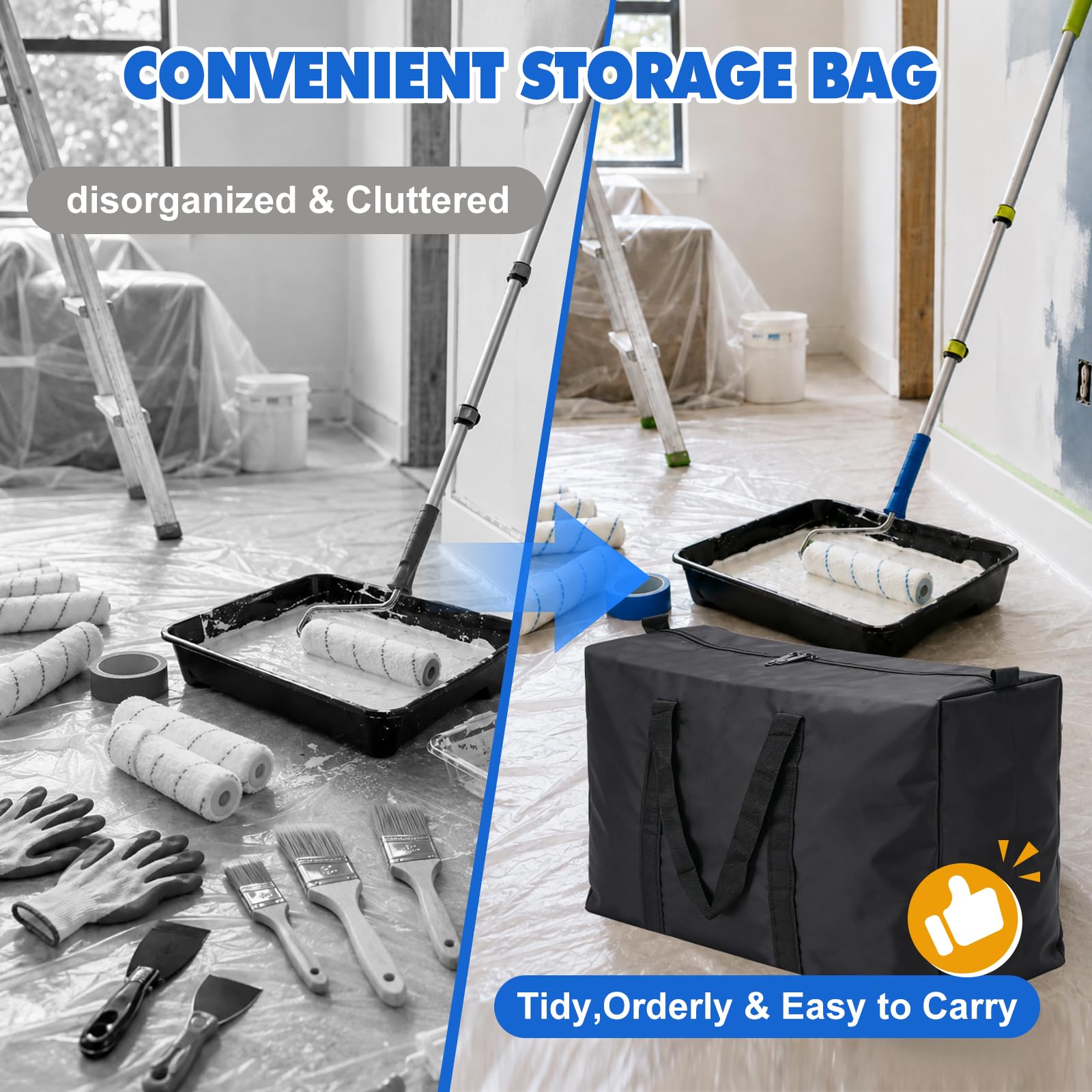 Kit de 41 rouleaux de peinture avec manche d'extension et sac de rangement