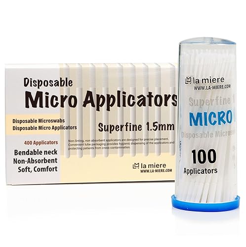 LA MIERE los aplicadores micro dentales blancos de 400pcs 3.9 ft m cepillan finos, microswabs disponibles superfino