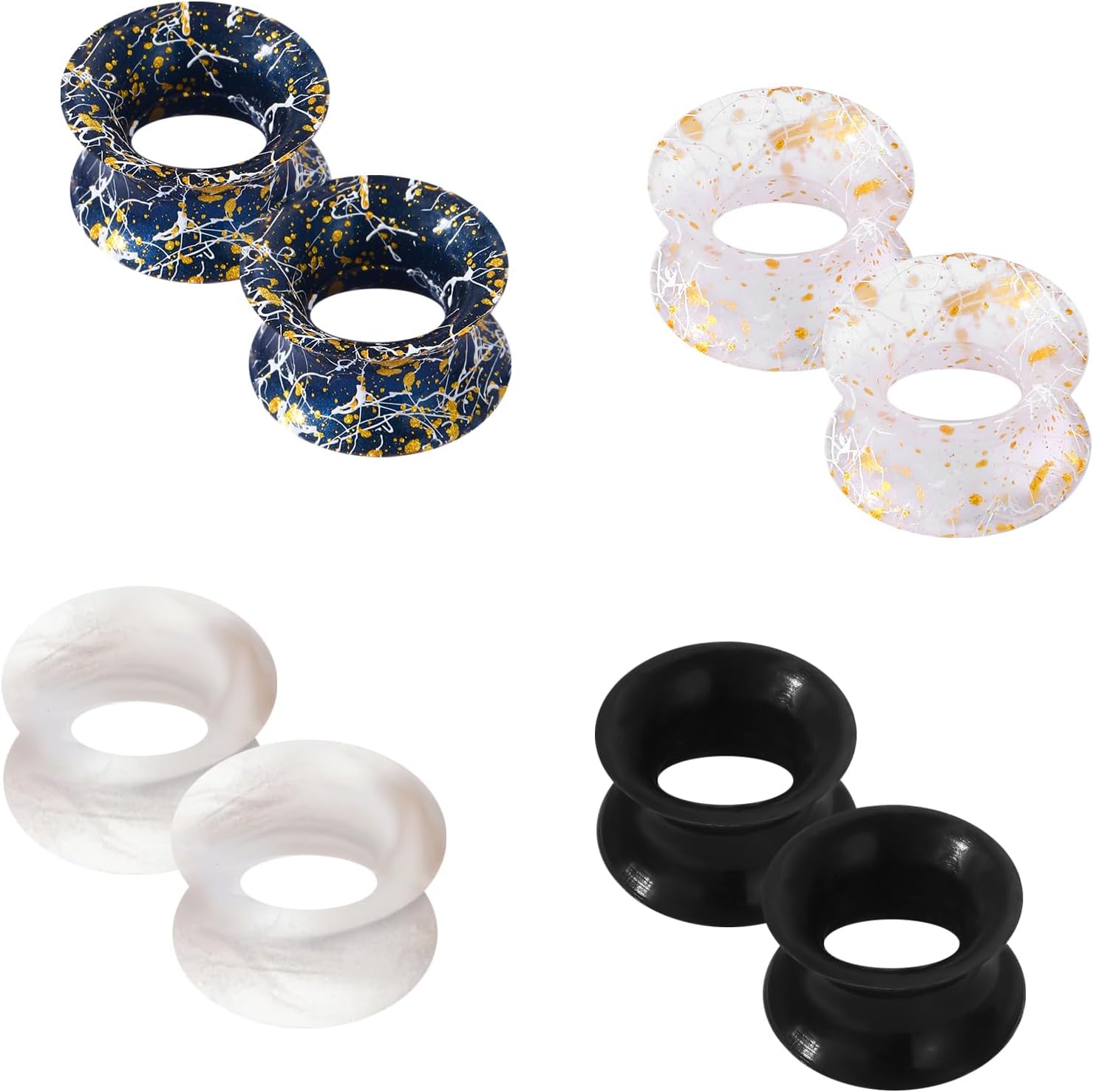 COCHARM 8PCS Soft Flexible Silicone Ear Gauges Silicone Ear Tunnels Double Flared Silicone Earrings 0g 00g 1/2 Gauges Colored Plug Tunnel Silicone, COPPK011A