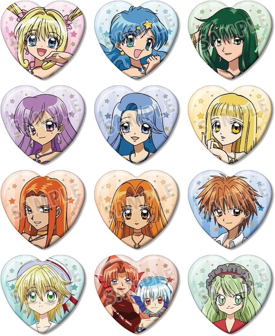 Anime "Pichi Pichi Pitch" Trading Heart Shaped Can Badge Box of 12