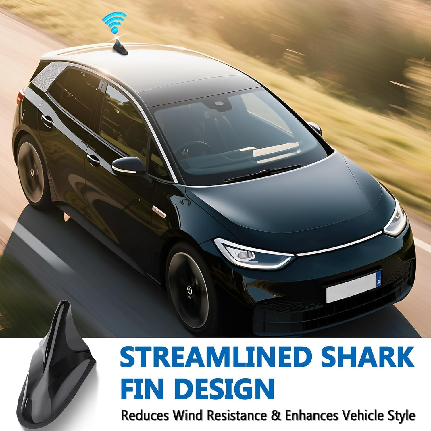 Eightwood Shark Fin Amplified FM AM Car Radio Antenna, GPS Antenna with SMA Male Connector for Vehicle Car Truck SUV Radio Stereo Receiver Head Unit GPS Navigation System