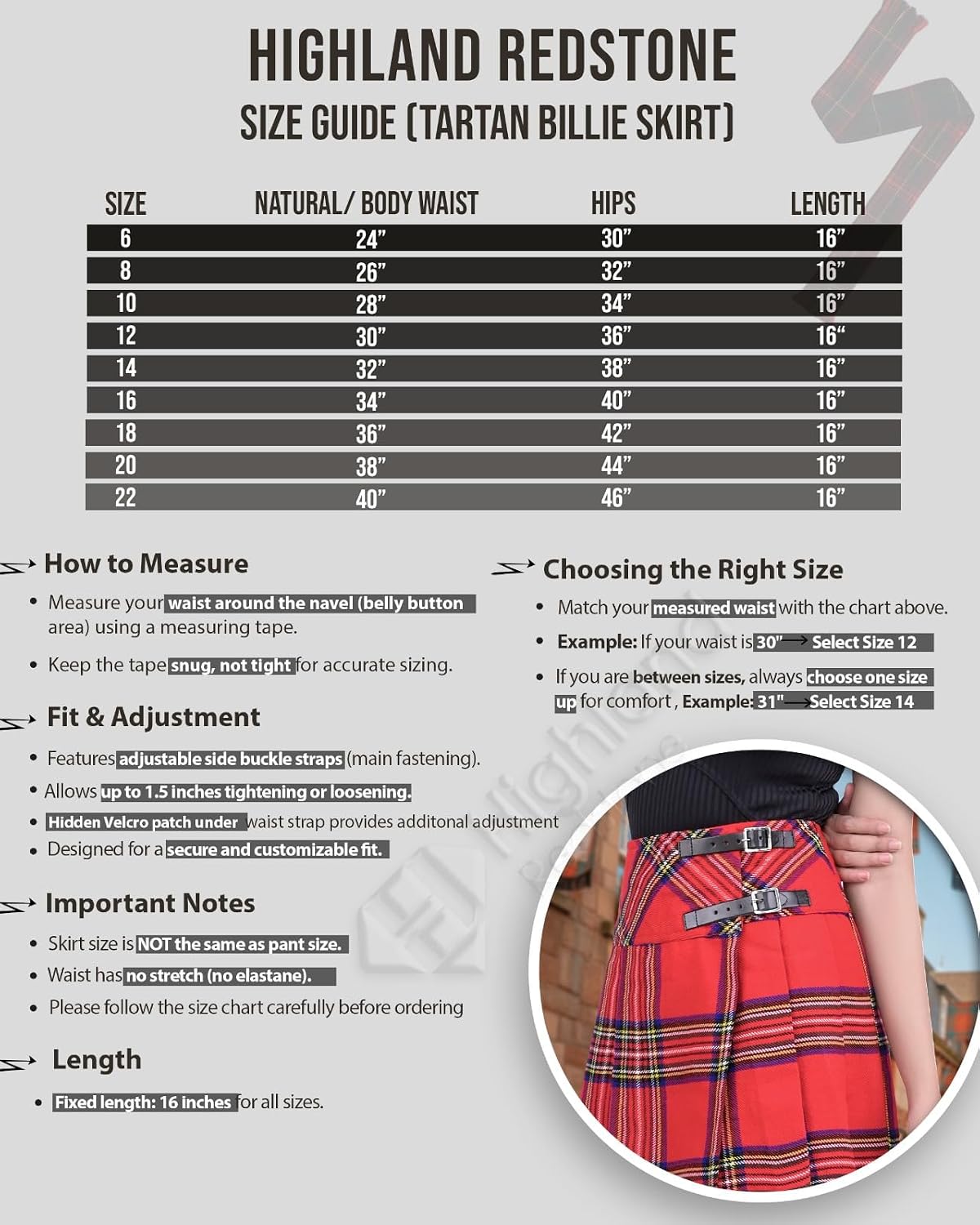 Highland Redstone Tartan Billie Skirt – Scottish Mini Kilt for Women, P.V Tartan Plaid Skirts for Women