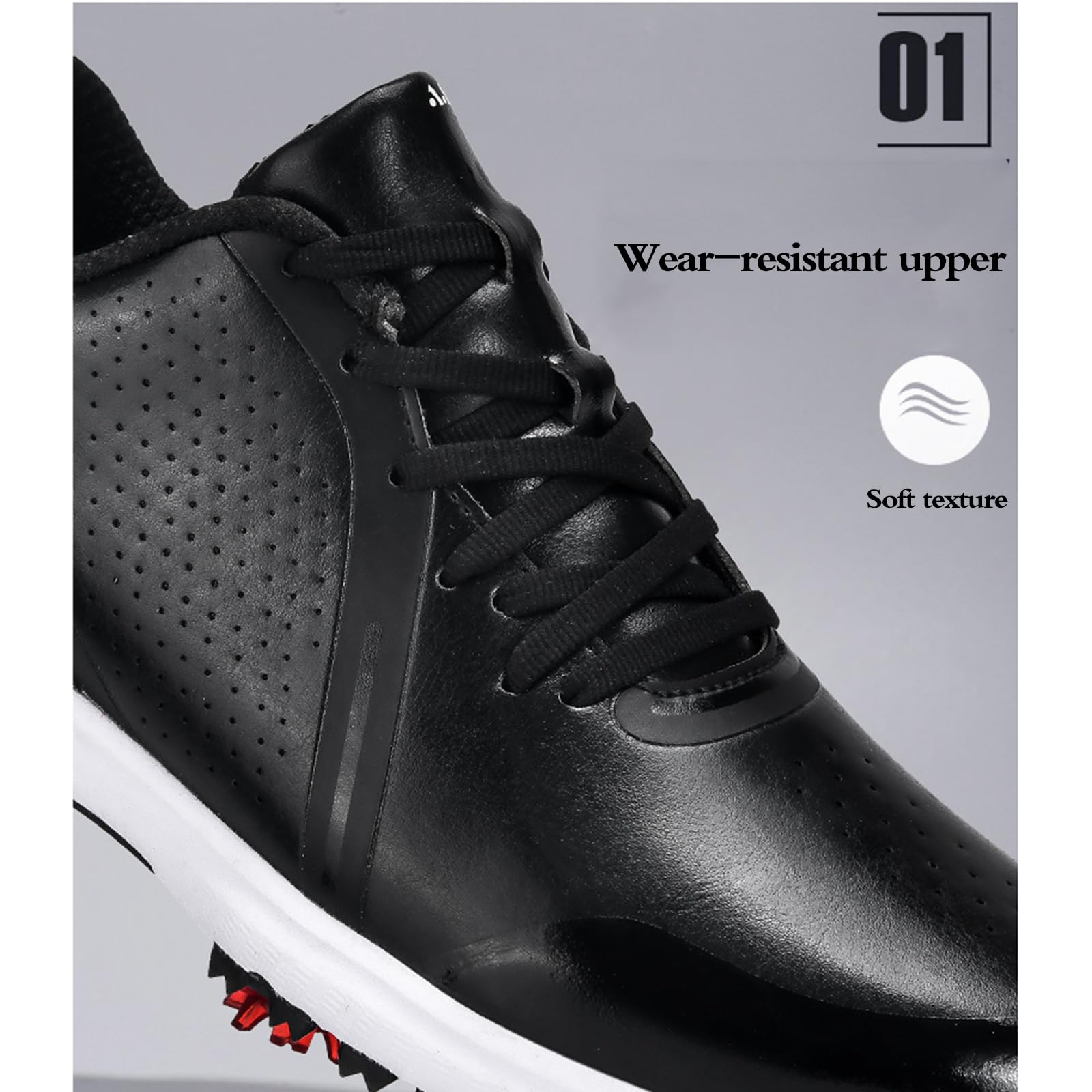 wasserdichte Golfschuhe FüR Herren,Herren Golfschuhe Mit Spikes,Golfschuhe Mit Spikes,Hohe RüCkpralldäMpfung,Wasserfest Und Pflegeleicht,FüR GolfpläTze Und Das TäGliche Training