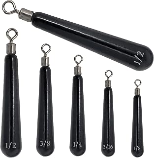 Reaction Tackle Tungsten Drop Shot Weights- Fishing Sinkers for Bass Fishing Dropshot Rig - Skinny Tungsten Dropshot Weight Size Stamped on All Weights for Freshwater or Saltwater Fish