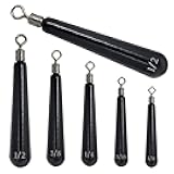 Reaction Tackle Tungsten Drop Shot Weights- Fishing Sinkers for Bass Fishing Dropshot Rig - Skinny Tungsten Dropshot Weight Size Stamped on All Weights for Freshwater or Saltwater Fish