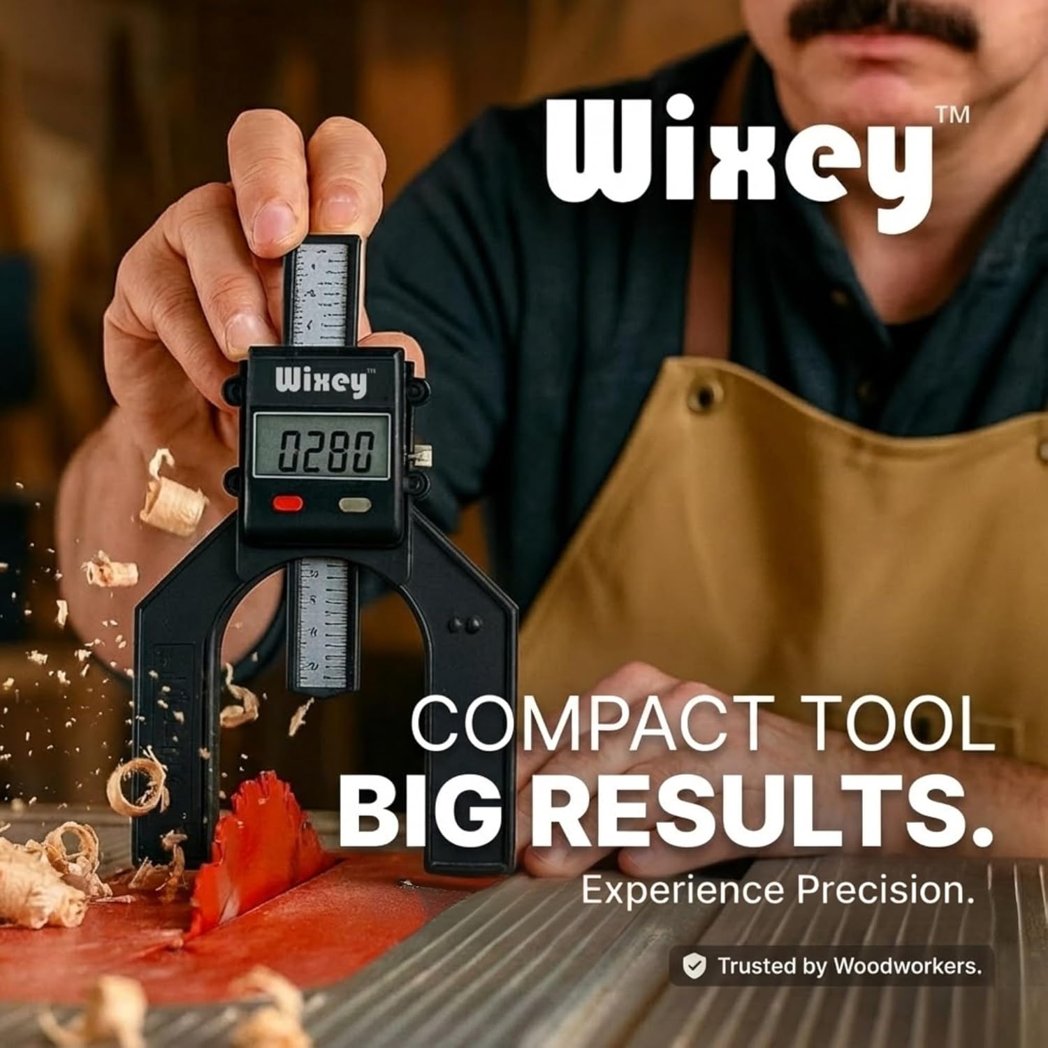 Wixey Mini Digital Height Gauge – Durable Easy-Read Digital Depth Gauge – Precise Accurate Height Measurement Tool for Router & Table Saw – Compact Measuring Tools for Woodworking Projects