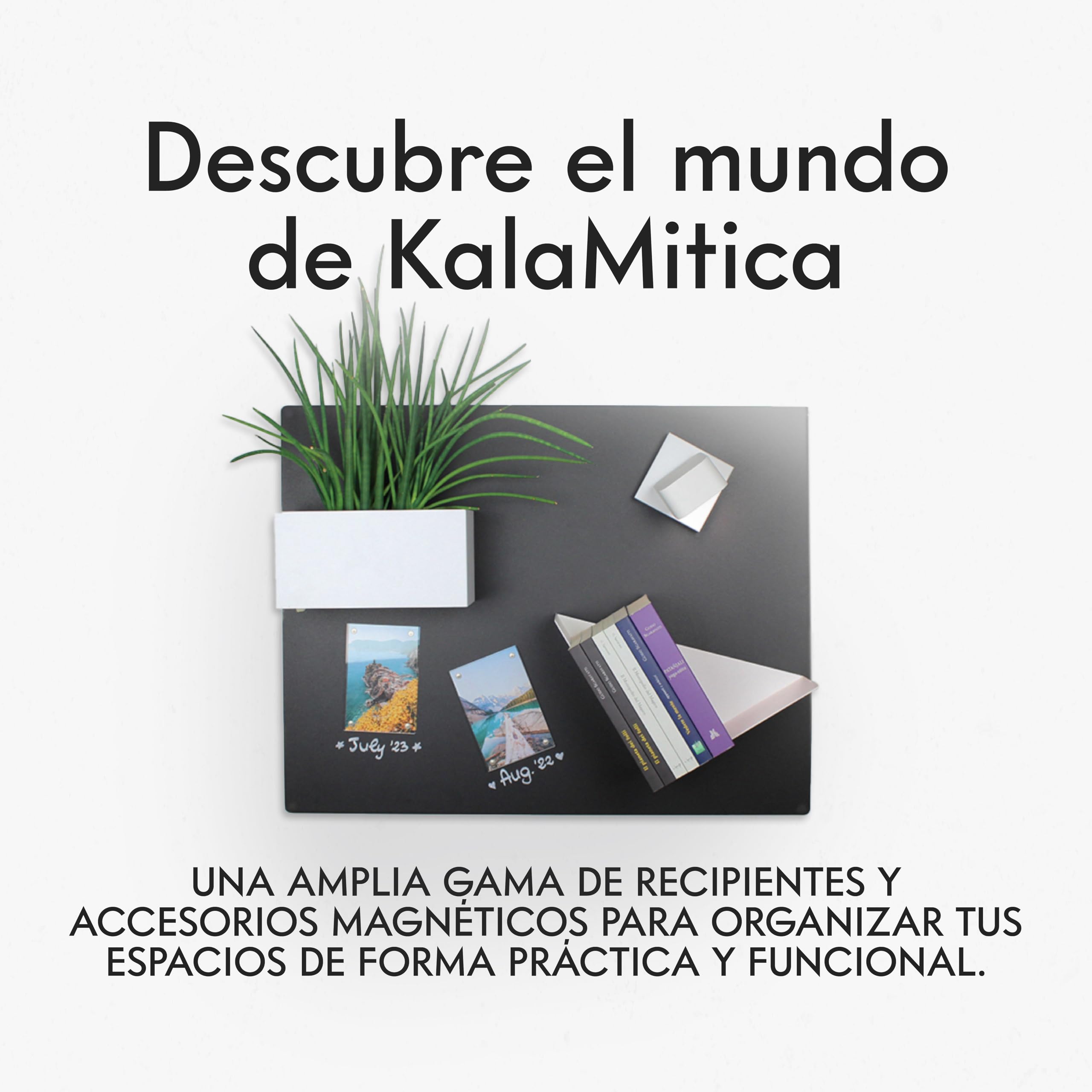 KalaMitica - Pizarra Magnética de Pared - Pizarra Negra de Acero Escribible con Tiza y Borrable, Tablero Imantado para Imanes - Pera Antracita, 56x38 cm