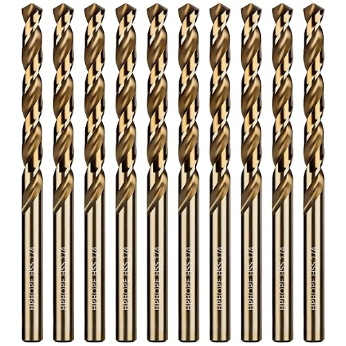 Miniatura 1 de HPHOPE M35 HSS - Brocas de cobalto de 14 pulgada (10 piezas), juego de brocas de metal con longitud y vástago recto, adecuado para taladrar en metal