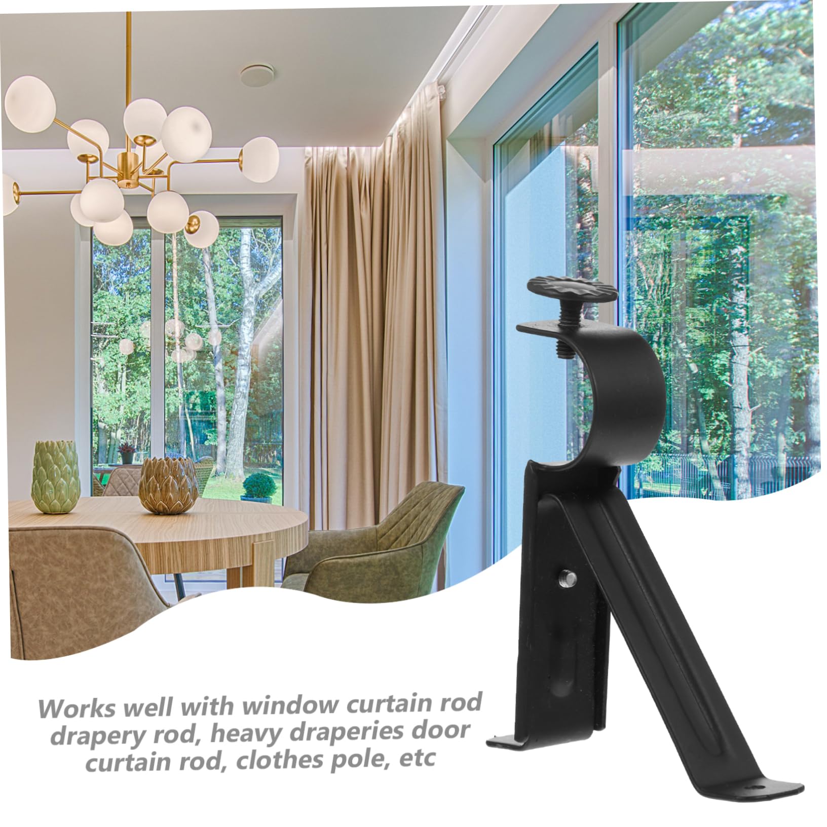 Alipis 2Pcs Heavy Duty Curtain Rod Brackets for Wall Mounting Support Holders for Home Office Living Room and Bedroom Curtain Pole Accessories