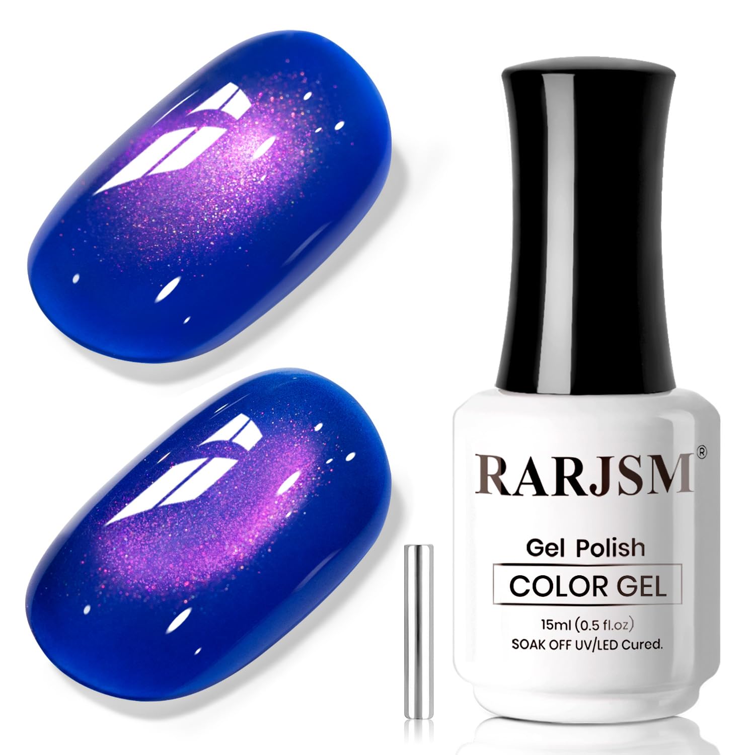 RARJSM Ceramic Cat Eye Gel Polish Neon Hot Pink Smoothie White Glitter 15ml Mirror Glass Shimmer Velvet Cateye Gelpolish with Magnetic Stick UV LED Curing Require Soak Off Home Salon