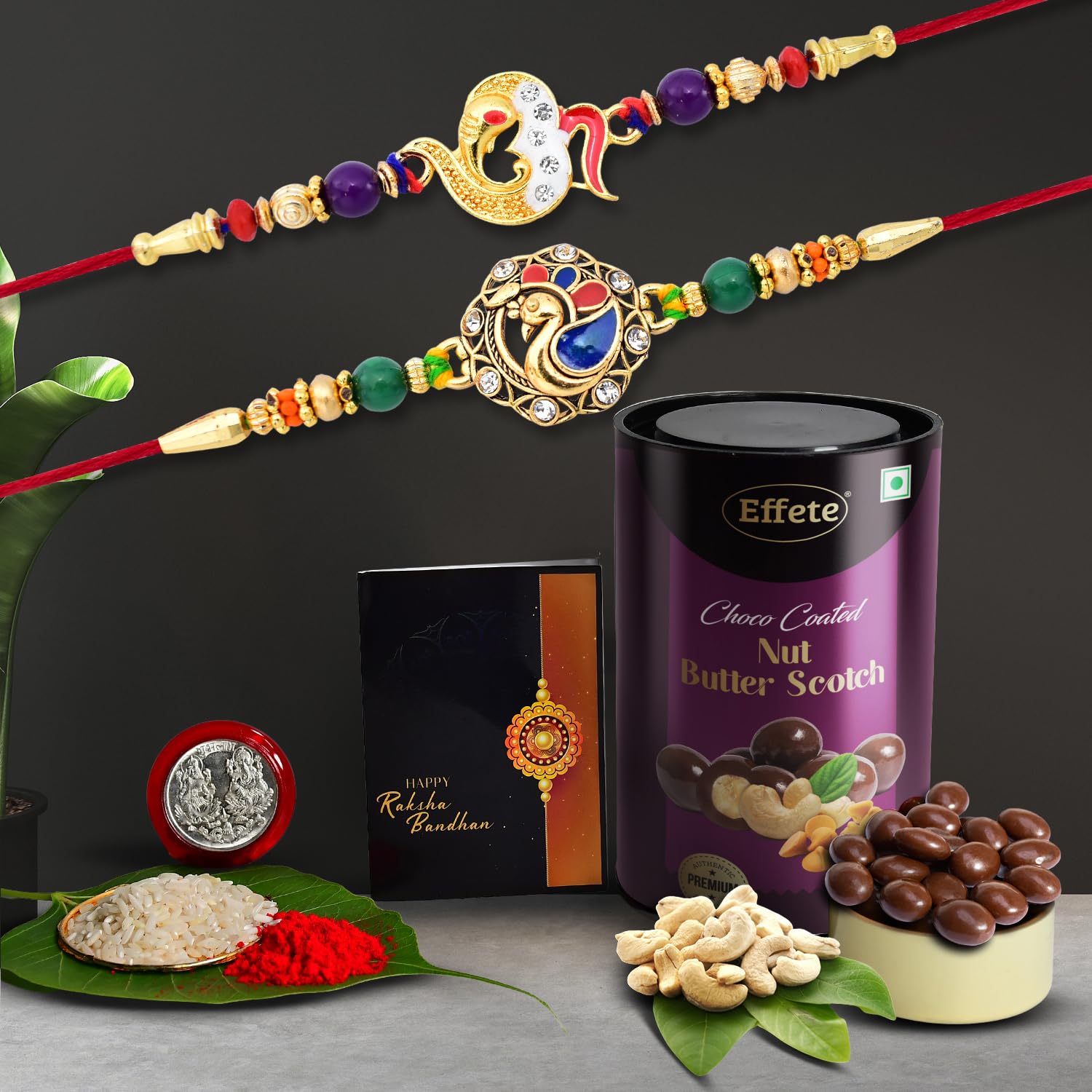 DeoDap (K2_408+411_BS) Rakhi Combo with Chocolate Butter Scotch 96gm, Rakhi for brother with gift, chocolate gift pack, rakhi with Chocolate Gift Hemper, Fancy Rakhis for men, Set of 2 Rakhi-image-38