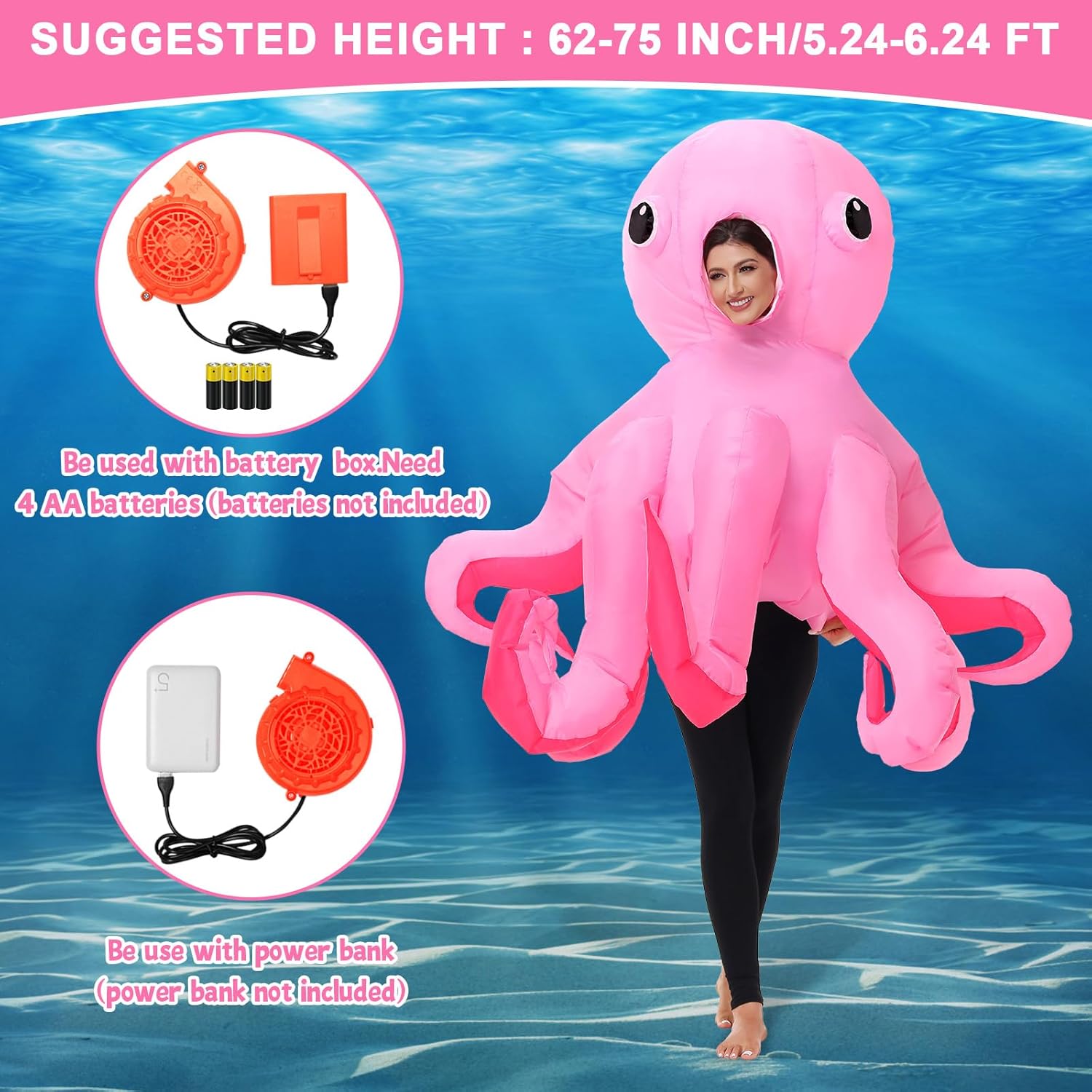 Spinosaurus Inflatable Octopus Costume for Adult Inflatable Halloween Costumes Funny Blow Up Sea Animal Costumes for Men Women