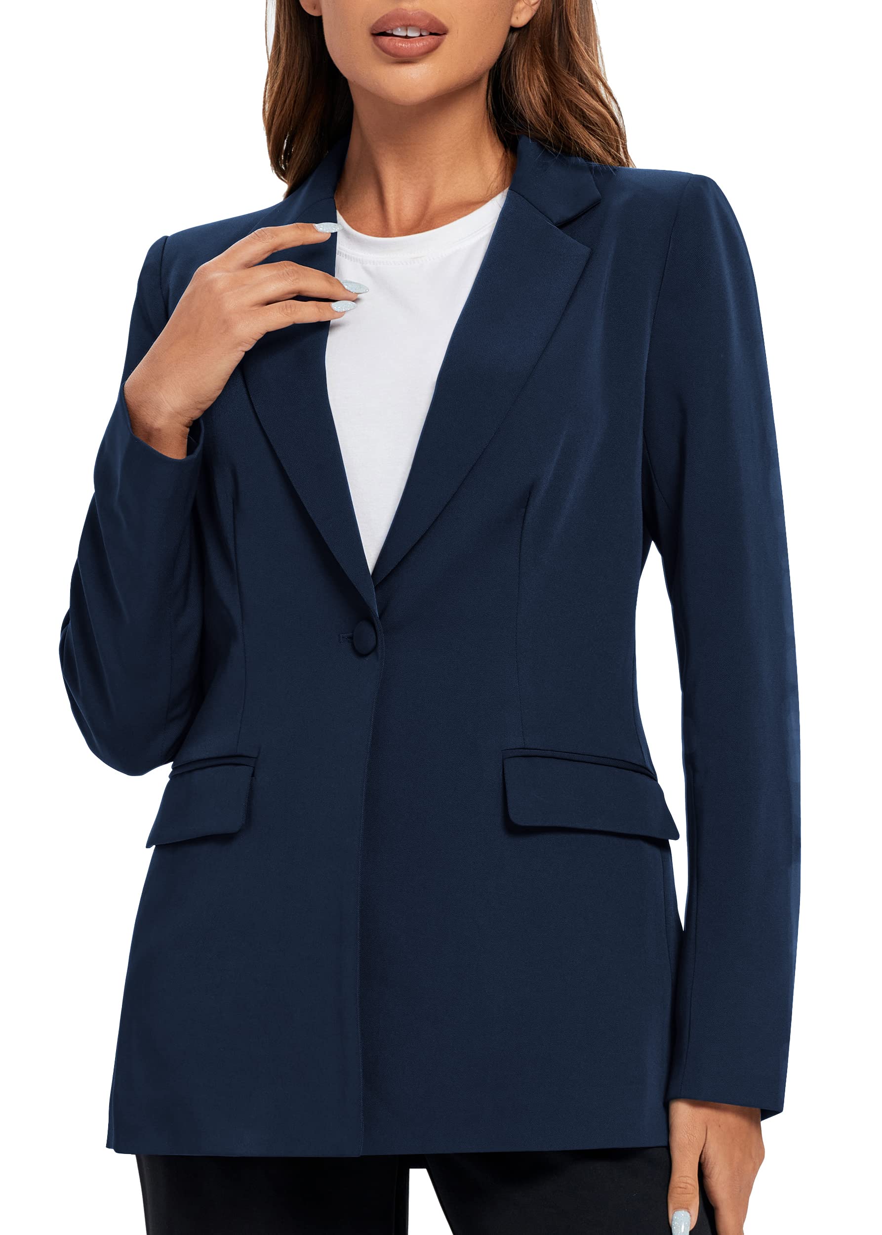 Urban CoCo Womens Casual Blazers Open Front Lapel Button Long Sleeve Office Work Suit Jacket