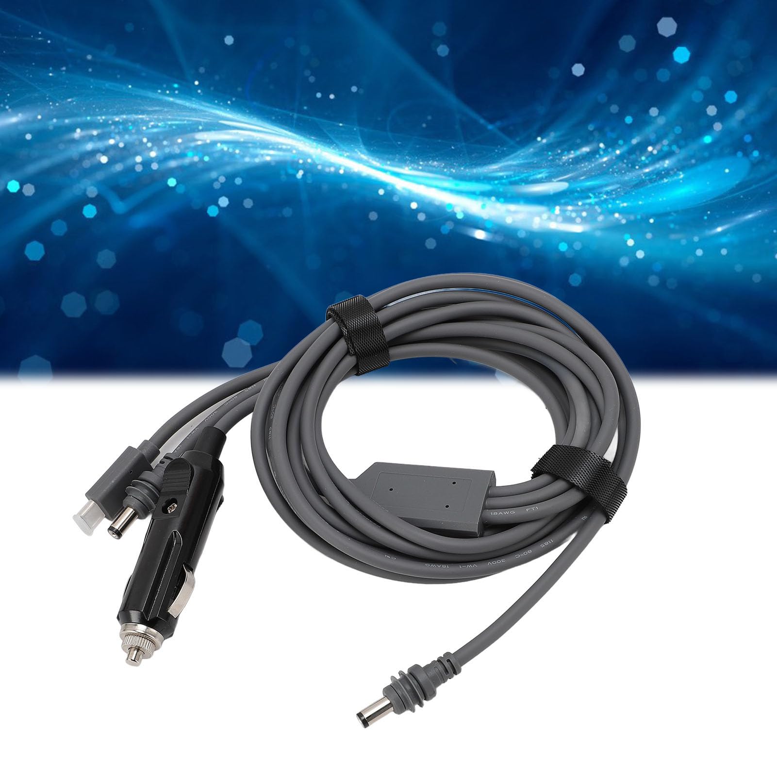 Przewód zasilający DC do USB C do Mini, 3 w 1 100 W adapter ładowarki samochodowej Wodoodporny kabel Mini, zewnętrzny przewód zasilający DC do podróży,
