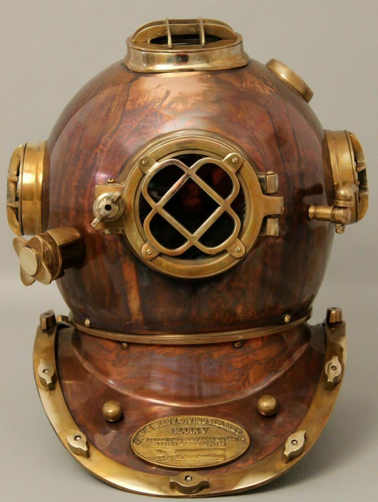 Casco de buceo antiguo Mark V Boston de la Marina de los Estados Unidos, casco de buceo antiguo