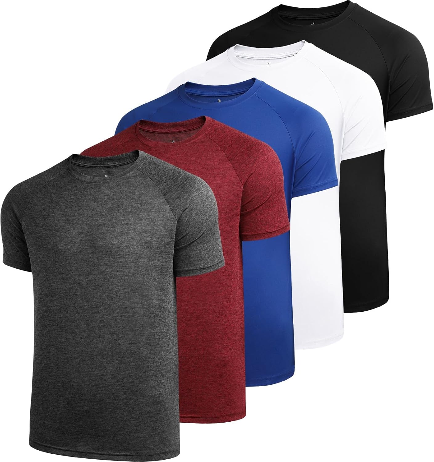 Sumolux 5 Pack Men��s Active Crew Neck T Shirts Quick Dry Athletic Running Gym Workout Short Sleeve Tee Tops Bulk - Image 7