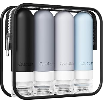 Quatish Travel Bottles for Filling Set of 4 Travel Containers Grey