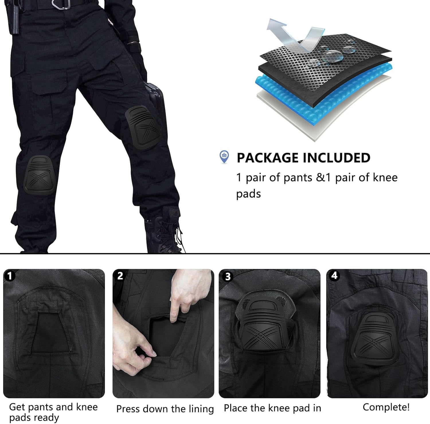 Men’s Tactical Pants with Knee Pads Camo Cargo Pants Waterproof Hiking Pants 10 Pockets No Belt - Image 6