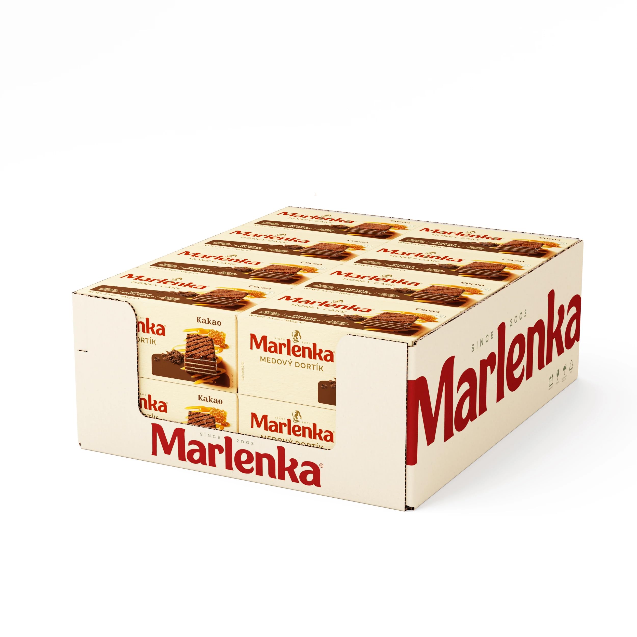 MARLENKA® Honigkuchen mit Kakao, Traditionelles armenisches Dessert, 16x100g Familienpackung, Lange Haltbarkeit, Ohne Konservierungsstoffe