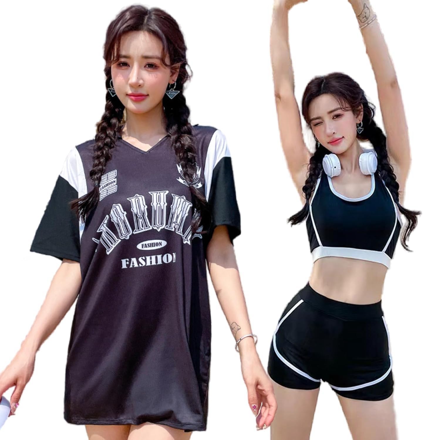 [InSomila] [インソミラ] 水着 レディース 体型カバー 高校生 中学生 ゆったり 3点セットプール スポーティー ママ 水着 ラッシュガード 韓国 女の子 10代 20代 30代 海 可愛い おしゃれ