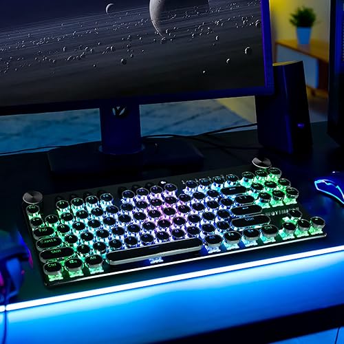 Miniatura 7 de Teclado mecánico inalámbrico para máquina de escribir TKL 24GBT50con cable WM87 Retro Vintage Gaming Teclado de máquina de escribir con teclas