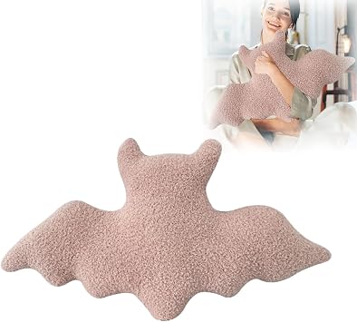 Halloween Plush Pillows Bats Plush Pillow, Bat Shaped Throw Pillows, Halloween Gothic Black Bat Stuffed Pillow for Couch Sofa Bed Car Decoration Pink