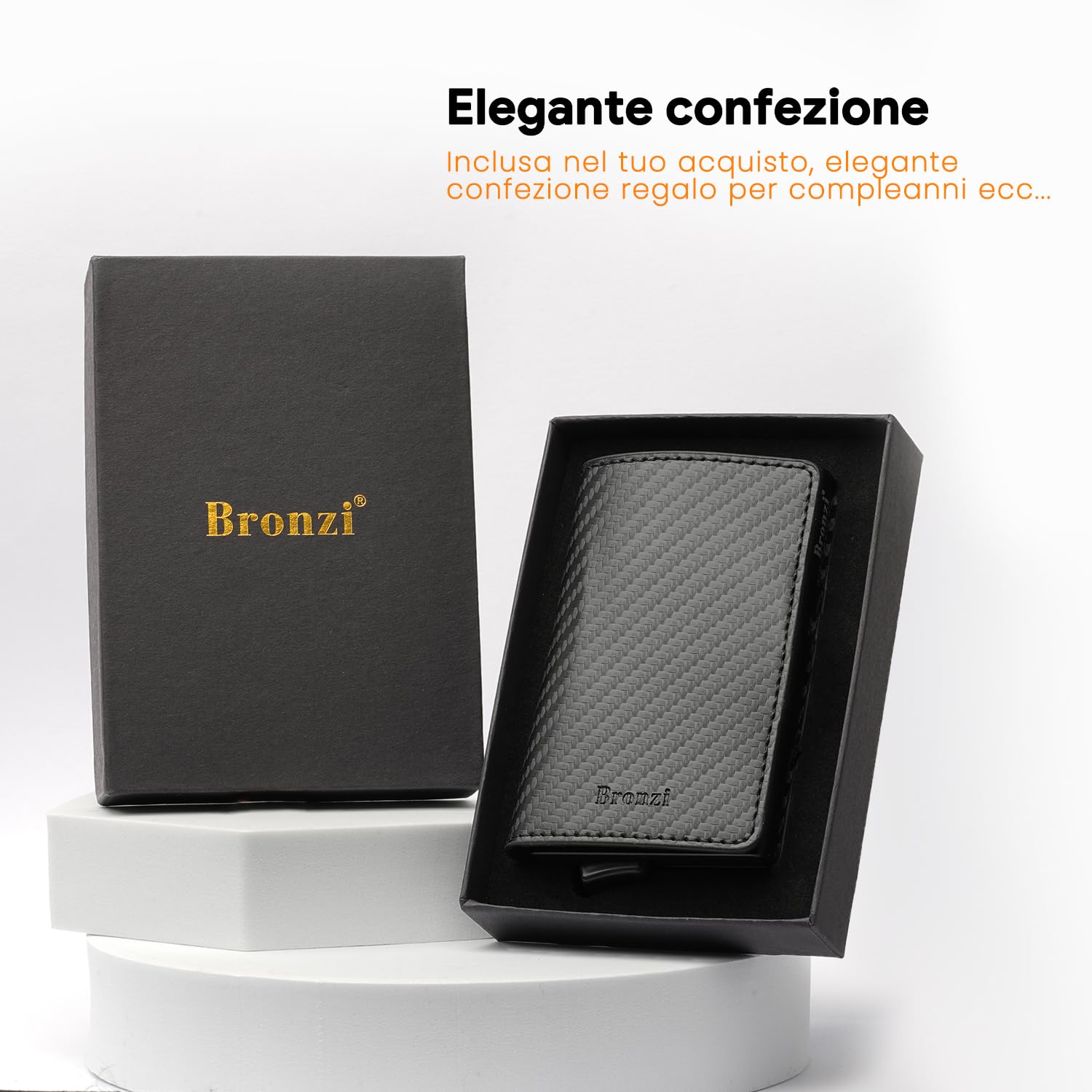 Bronzi® Portafoglio Uomo Slim Piccolo | Portacarte Uomo Donna Portatessere Porta Carte Di Credito | Portafogli Mini Protezione (𝐌𝐀𝐆𝐍𝐄𝐓𝐈𝐂 𝐂𝐀𝐑𝐁𝐎𝐍, 𝐌𝐀𝐆𝐍𝐄𝐓𝐈𝐂 𝐂𝐀𝐑𝐁𝐎𝐍)