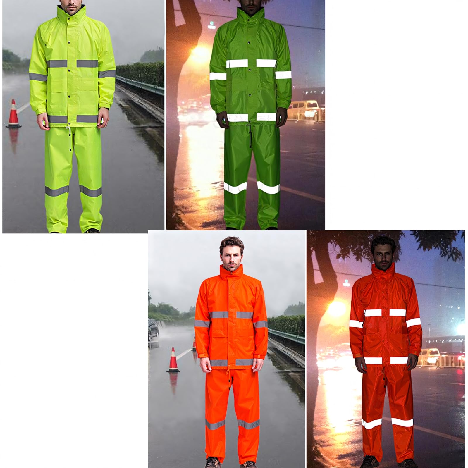 TopTie Combinaison de sécurité réfléchissante haute visibilité imperméable ANSI avec pantalon, Orange, M
