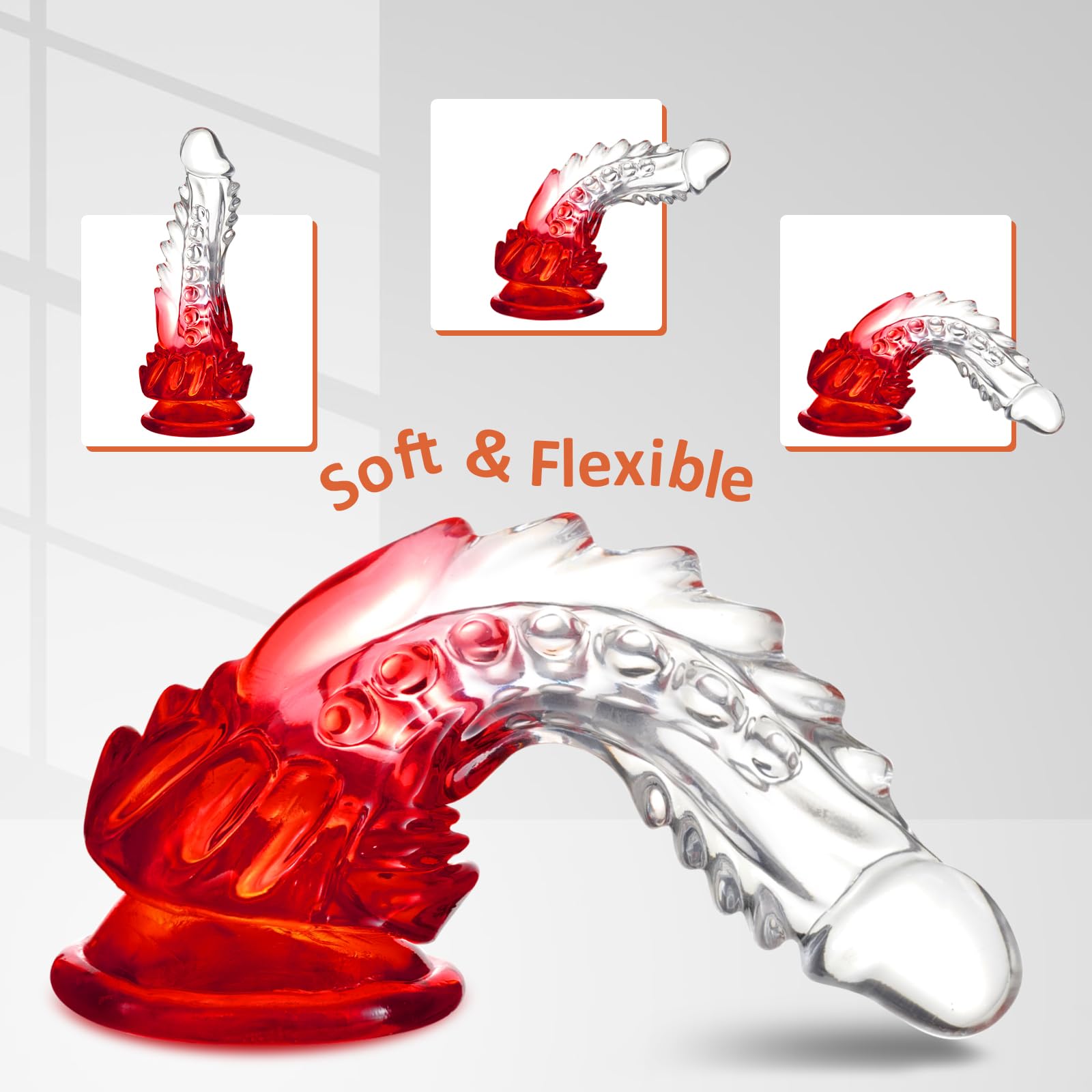 Wdrssfys Dragon Dildo,7.8 Inch Realistic G-spot Dildo Clear-Red Gradient with Barbs,Fantasy Dildo Adult Sex Toys for Women en and Couples: M