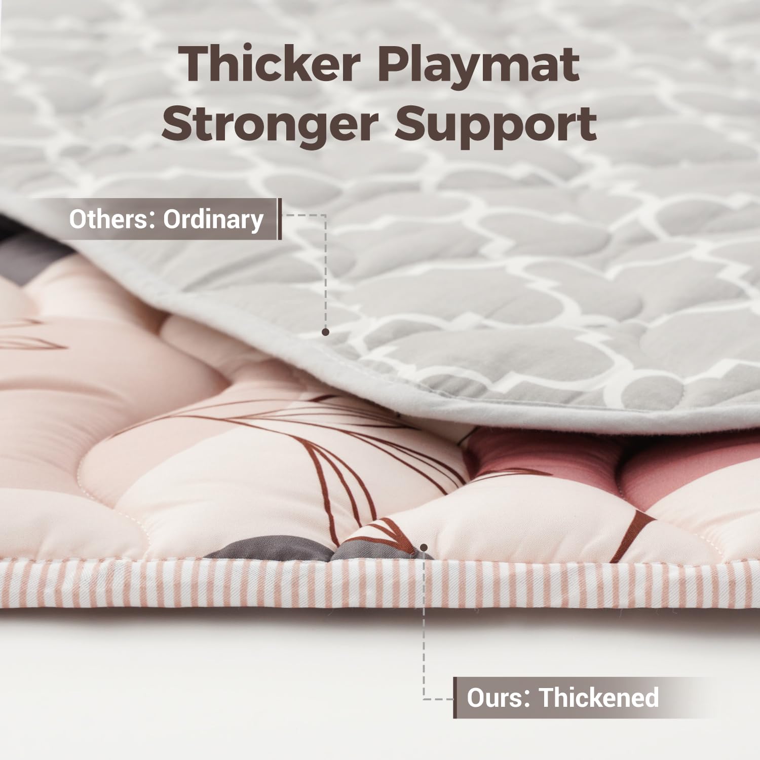 Bunnikins & Clover Baby Floor Play Mats, 71"x59" Thicken Soft Play Mat for Babies 6-12 Months, Foldable and Non Slip One-Piece Crawling Mat, Washable Foam Play Mat for Baby, Toddlers, Tummy Time