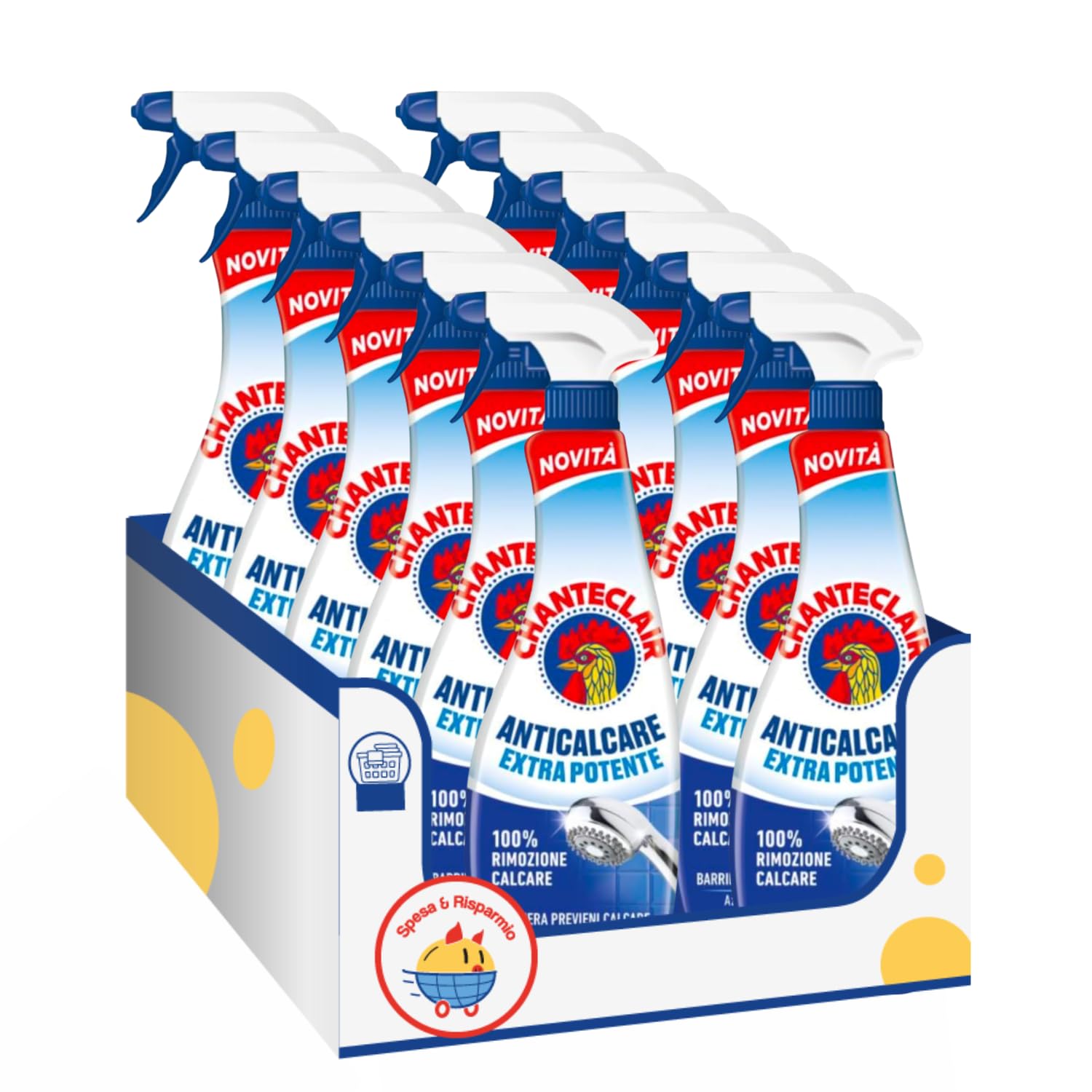 Anticalcare Universale Antigoccia – 600 ml – Pulizia Potente e Protezione dal Calcare kit con Spugna Brandizzata SPESA & RISPARMIO Inclusa – Variazioni 4/8/12 Pezzi (12)