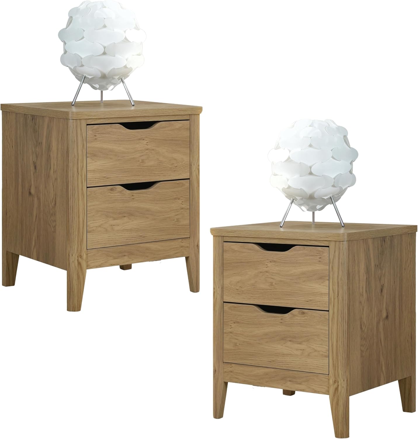ELISA HOME Fino 2 Drawer Wood Nightstand, Stylish Bedside Table with Storage Drawers, Perfect for bedrooms, Living Rooms, or Any Space., 15.7" D x 18.7" W x 21.7" H, Oak