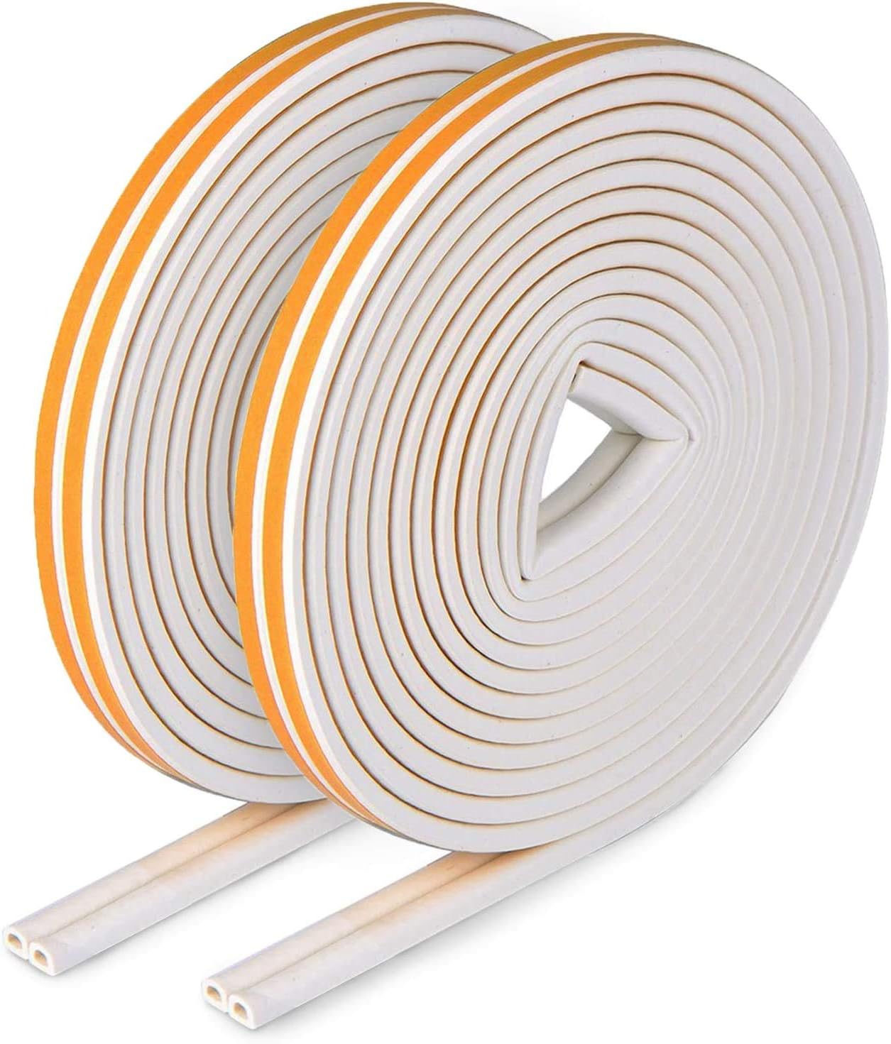 E-SMARTER Weather Strip Tape, 2pcs Soundproof Draught Excluder for Door& Window, 9mm*6mm*6m, Total 12m Dustproof Draft Excluder, EPDM Foam Waterproof Draught Excluder Tape, Fits for Wet Condition