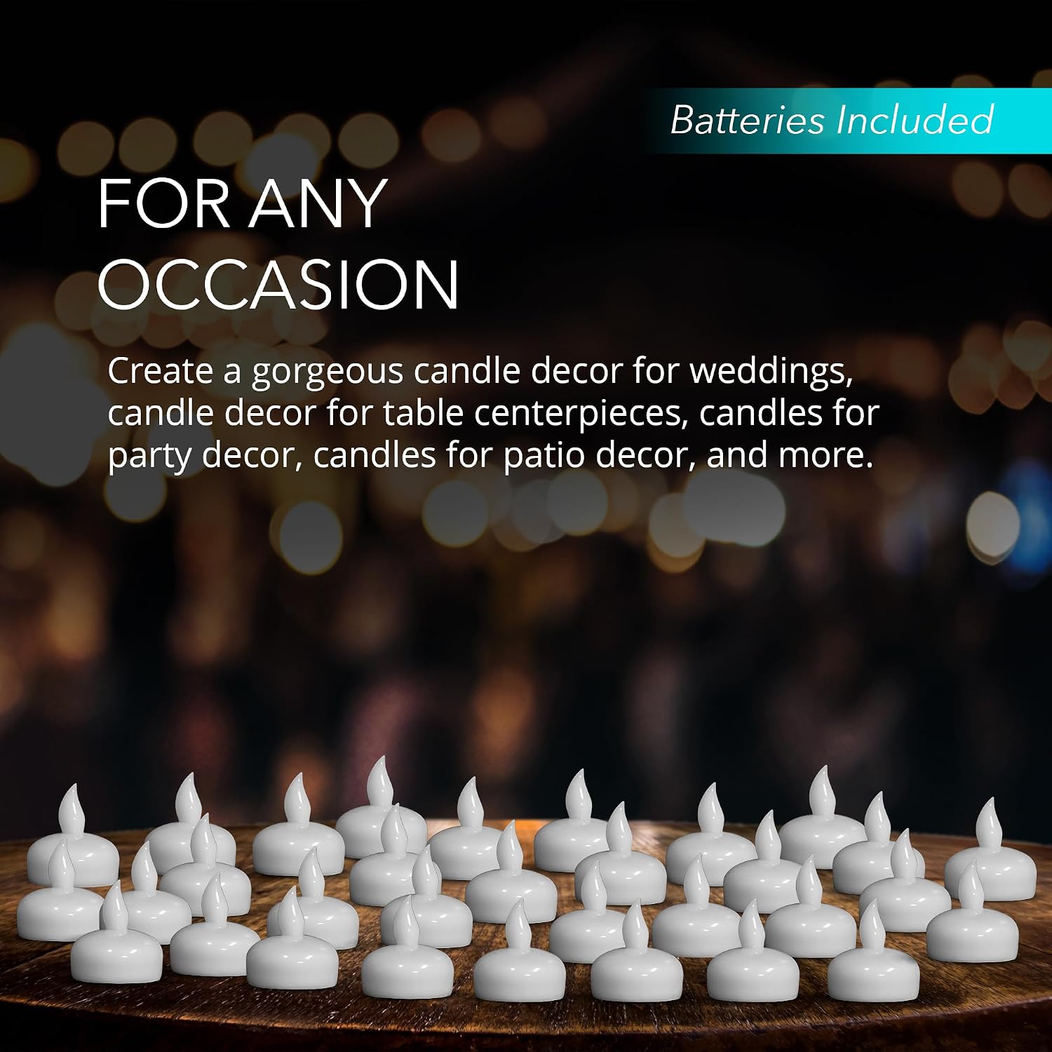 MODGY LED Floating Tealight Candles Flameless Battery Operated Flickering Light Candle, Water-Activated, White, Set of 32