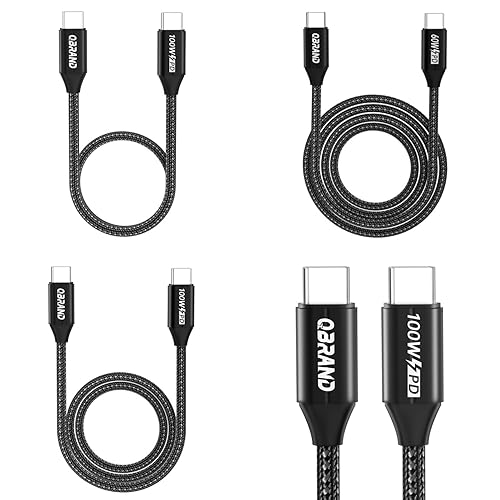 Miniatura 1 de Cable USB C a USB C, paquete de 3 cables USB C 1 pie+3 pies + 6 pies Cable USB trenzado de nailon, cable USB tipo C, cable de carga rápida de 100 w