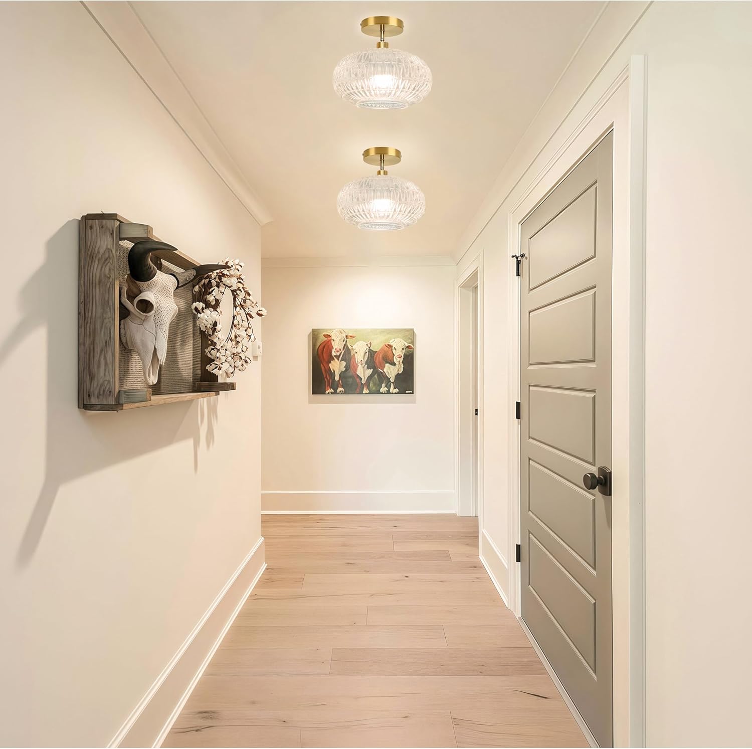 Semi Flush Mount Ceiling Light Fixture,Hallway Light Fixtures,Vintage Ceiling Fixture with Clear Glass,Kitchen Ceiling Light Fixture,Globe Ceiling Lighting for Bedroom Entryway