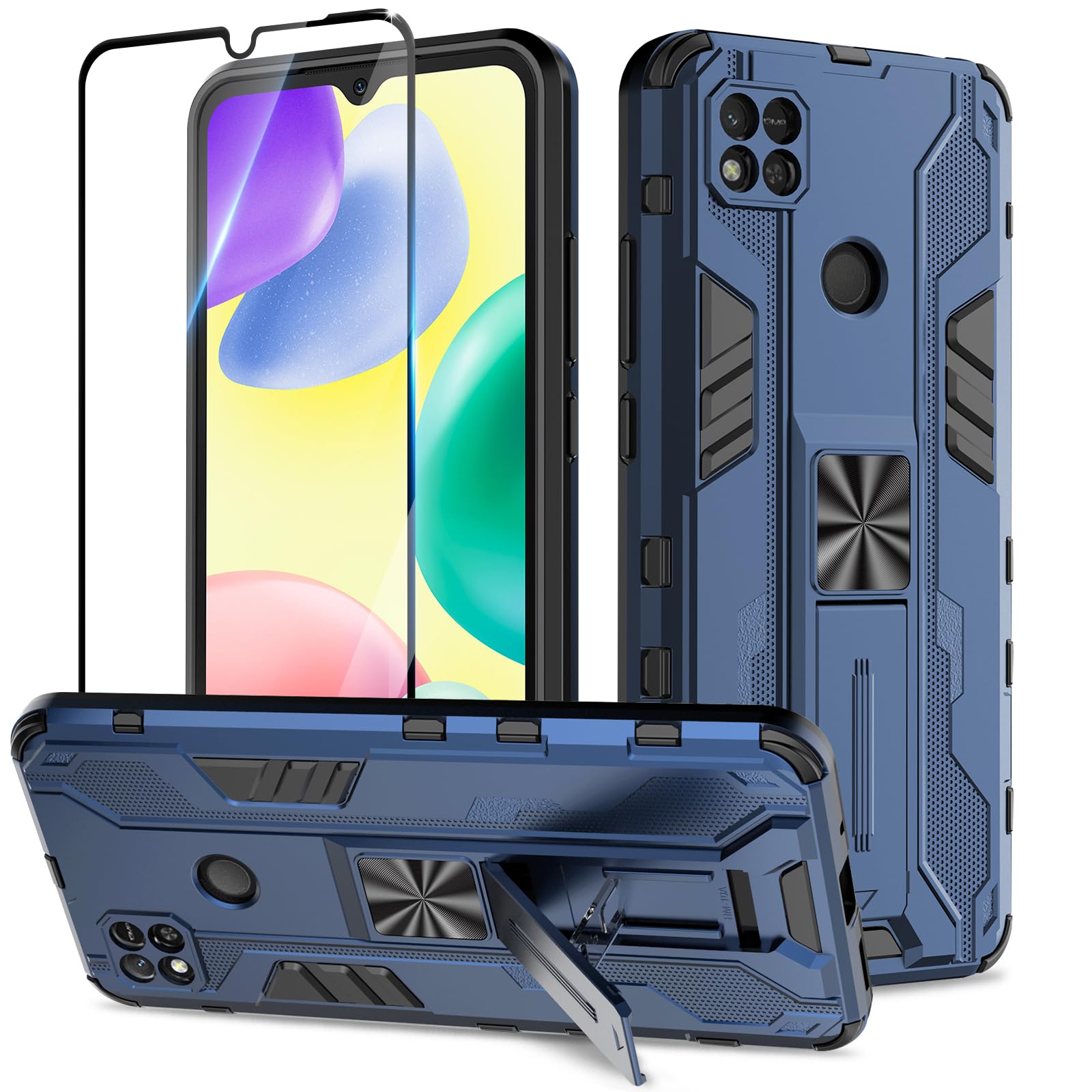 Funda para Samsung Galaxy A13 4G con Cristal Templado Protector Pantalla, Carcasa Antigolpes con Soporte anular metálico, Case Protectora de Grado Militar, Negro — view 122