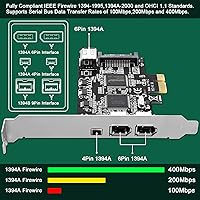 Vista 3 de Tarjeta de expansión PCIE Firewire 400 1394A de 4 puertos, Texas Instruments TI TSB43AB23, Plug and Play en PC de escritorio Windows y MAC, 3