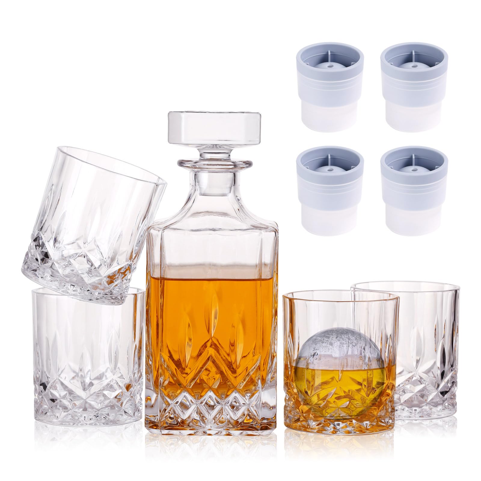 Amazon.com | Crystal Whiskey Decanter Set In Gift Box - Includes 4
