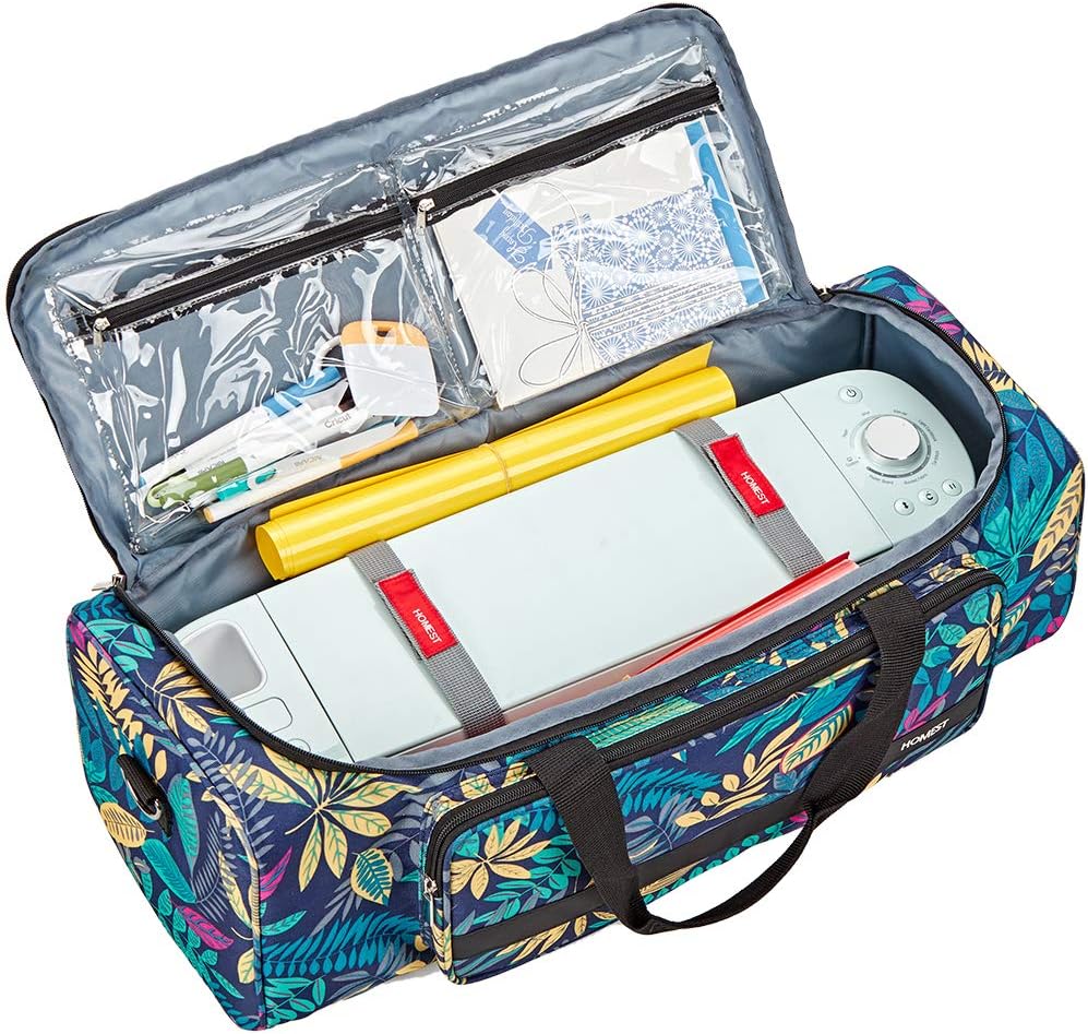 HOMEST Carrying Case with Large Pocket, Compatible with Cricut Explore Air 2, Cricut Maker, Silhouette CAMEO3, Floral (Patent Design)