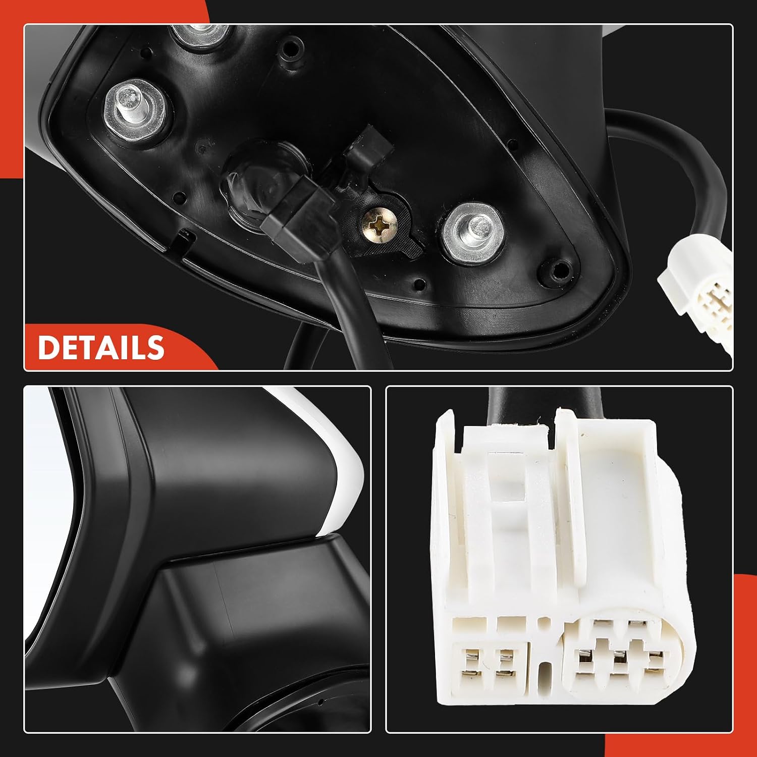 A-Premium Driver Side Power Door Mirror Compatible with Toyota Camry 2018 2019 2020 2021 2022 - Manual Folding Outside Rear View Mirror White (Paint To Match)