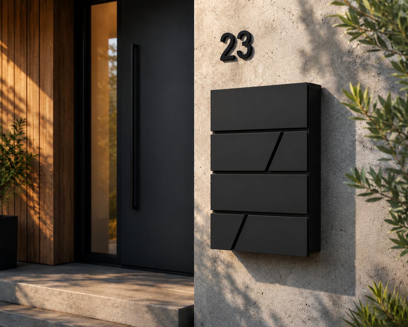 FERPASA® - Buzón Moderno de Pared para Exterior – Diseño Minimalista Premium en Acero Termolacado – Resistente a la Intemperie – Incluye Accesorios de Instalación (Negro)