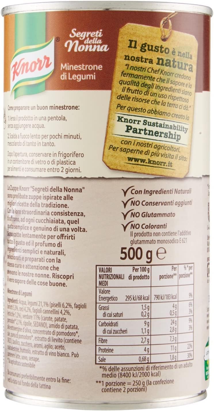 Italian Gourmet Hülsenfrüchte Minestrone Suppe 12 x 500 g Dose – Herzhafte italienische Gemüsesuppe mit Bohnen & Leguminosen, Großpackung Vorrat, schnell servierfertig + Italian Gourmet Polpa