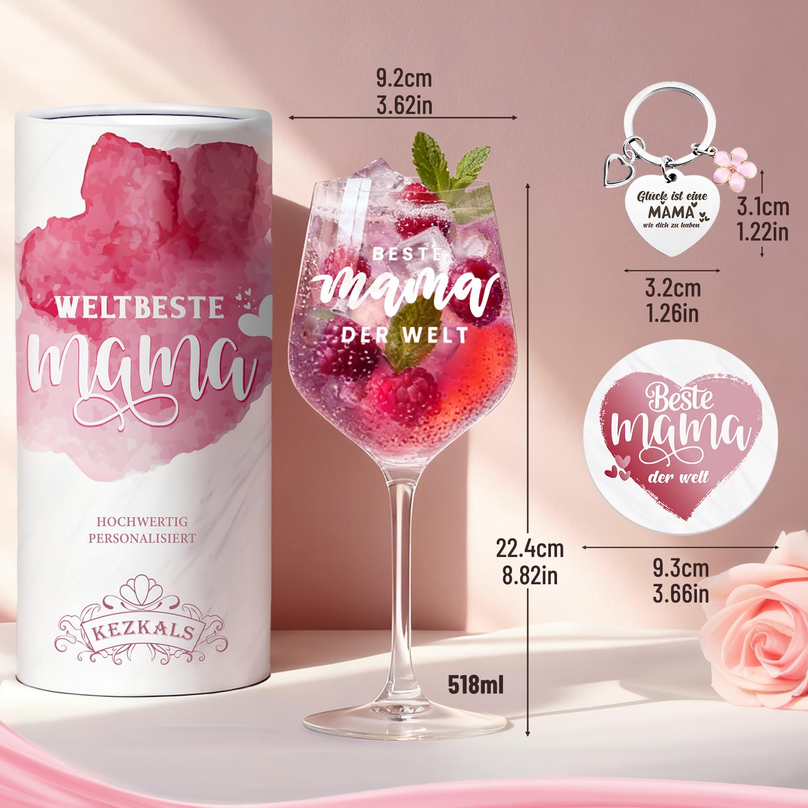 KEZKALS Geschenke für Mama Frauen Sie, Weinglas Set, Muttertagsgeschenk, Geburtstagsgeschenk Lustige Kleine Muttertag Muttertagsgeschenke Weihnachtsgeschenke Weihnachten Geschenke für Mama Frauen