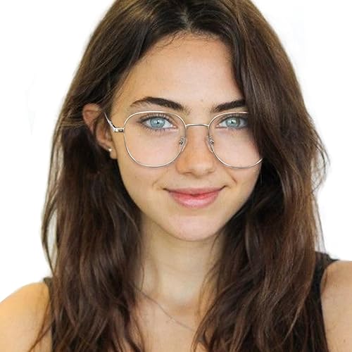 Gafas de luz azul con marco de metal para mujer, gafas redondas antirreflejos para computadora para mujer