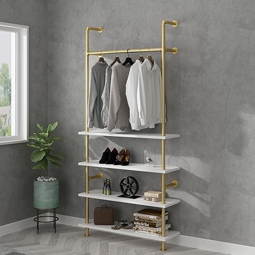 Miniatura 3 de LANJIN Perchero industrial para ropa, perchero para armario, dormitorio y como sistema de clóset. Percheros resistentes para colgar ropa, perchero